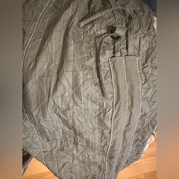 Svetlana Womens Pants 16 Olive Crinkle Cargo Zip Side Adjustable Hem Wide Leg - Picture 4 of 9